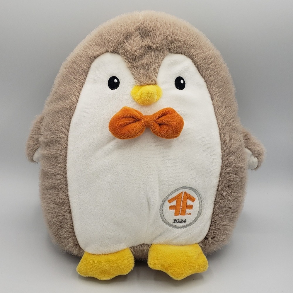Mills Fleet Farm Plush Penguin Goffa Stuffed 2024 Black‎ Friday Brown Orange bow